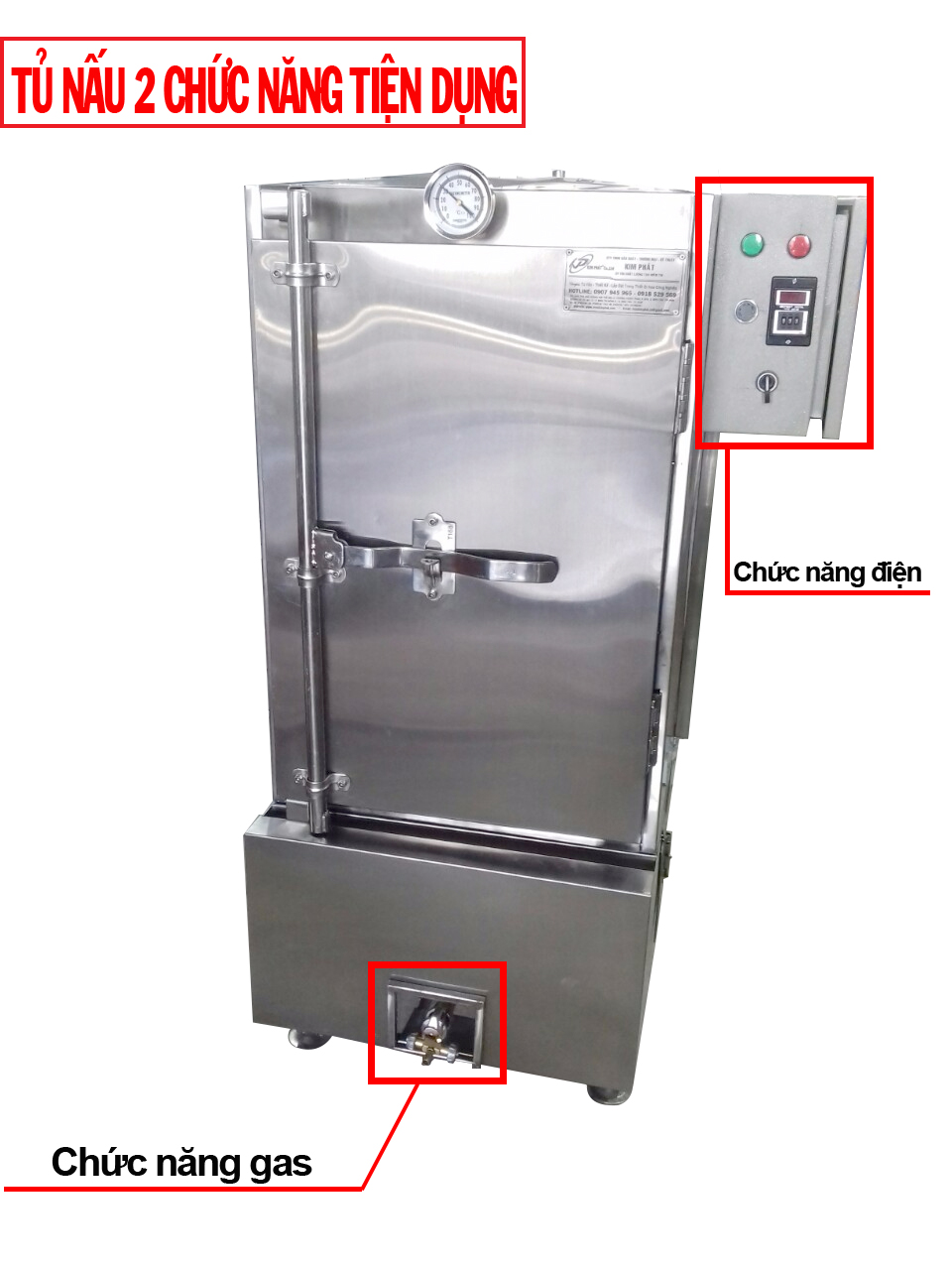 tủ nấu cơm công nghiệp 2 chức năng Công Ty TNHH Sản Xuất Kỹ Thuật Inox Kim Phát