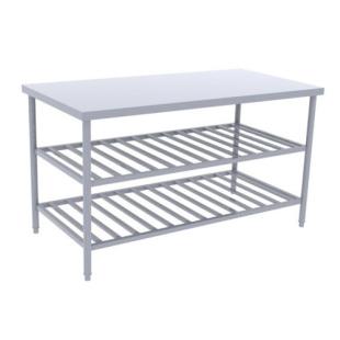 B&agrave;n inox 2 kệ song dưới