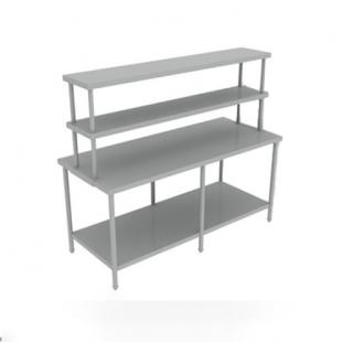 B&agrave;n inox 2 tầng c&oacute; kệ tr&ecirc;n b&agrave;n