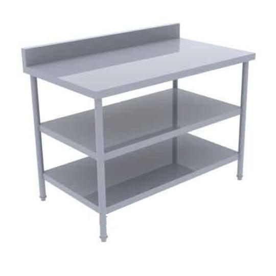 B&agrave;n inox 3 tầng mặt c&oacute; gờ