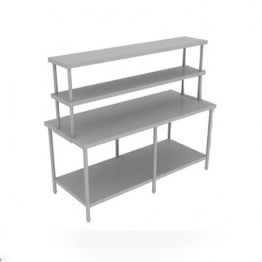 B&agrave;n inox 2 tầng c&oacute; kệ tr&ecirc;n b&agrave;n