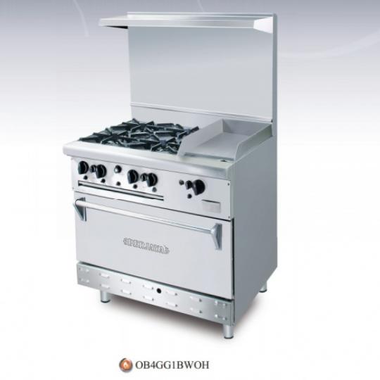 Bếp &Acirc;u 4 họng c&oacute; l&ograve; nướng v&agrave; r&aacute;n phẳng OB4GG1BWOH