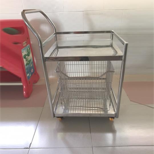 Xe đẩy phục vụ 2 tầng inox 424