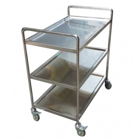 Xe đẩy inox 3 tầng dạng &acirc;m mặt