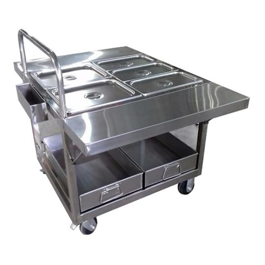Xe đẩy phục vụ thức ăn mầm non 5 ngăn